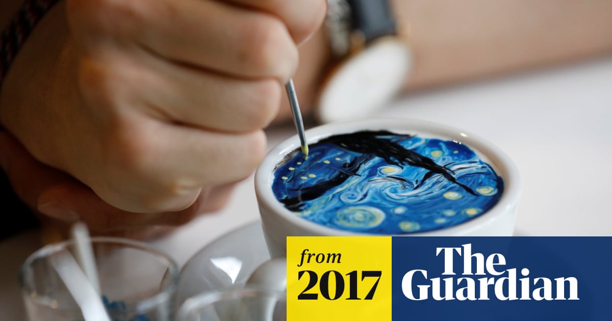 South Korean coffee artist recreates Munch's The Scream in cream – in pictures