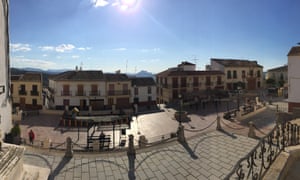 Plaza de la Iglesia de Santa Ana, Archidona - with La Peña de los Enamorados in the distance.
