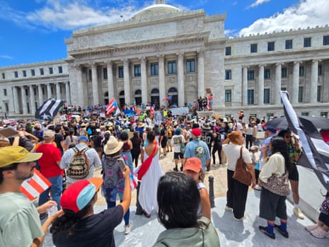 No Kings day protesters gather in San Juan, Puerto Rico.