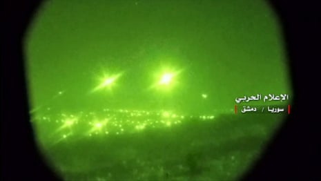 Syrian military video shows air defences trying to intercept Israeli missiles