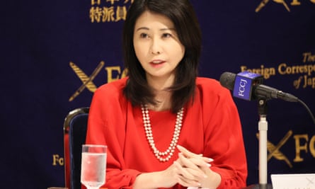 Makiko Terahara, an equal marriage campaigner, speaks at a press conference in Tokyo in February.