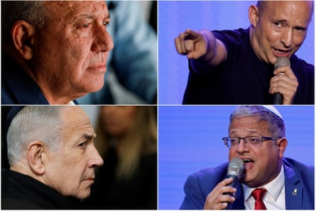 Combination image clockwise from left shows Gadi Eisenkot, Naftali Bennett, Itamar Ben-Gvir and Benjamin Netanyahu.