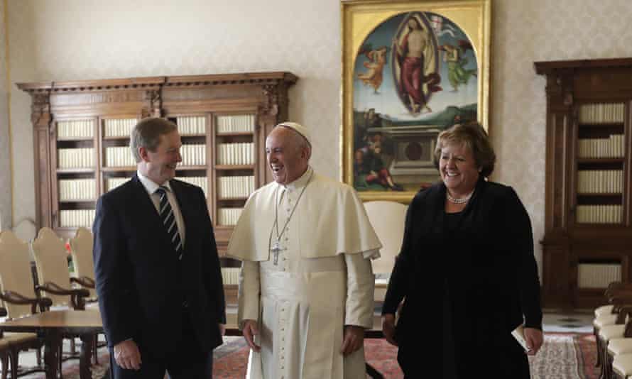 Enda Kenny and his wife, Fionnuala with Pope Francis on 28 November.