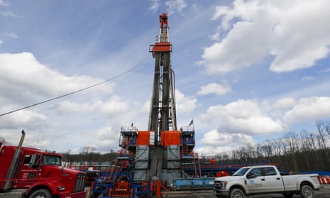 A shale gas well drilling site in St Mary’s, Pennsylvania, where fracking has become an issue in the US presidential election.