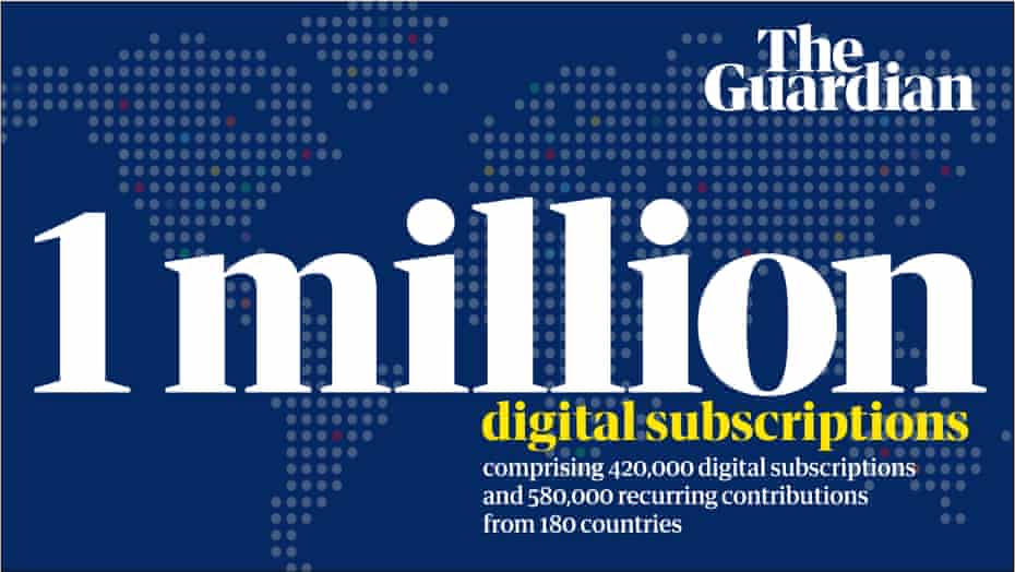 The Guardian reaches 1 million digital subscriptions