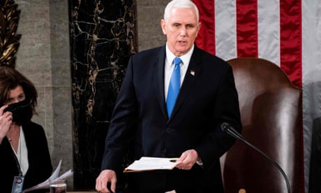 FILES-US-POLITICS-25THAMENDMENT-PENCE<br>(FILES) In this file photo taken on January 06, 2021 US Vice President Mike Pence presides over a joint session of Congress to count the electoral votes for President at the US Capitol in Washington, DC. - US Vice President Mike Pence on January 12, 2021, told House leaders he does not support invoking the 25th Amendment process to remove Donald Trump, all but guaranteeing an imminent impeachment vote against the president. (Photo by Erin Schaff / POOL / AFP) (Photo by ERIN SCHAFF/POOL/AFP via Getty Images)