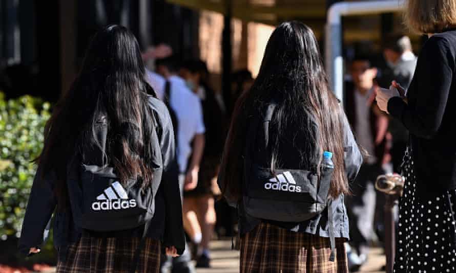 Students walking in school