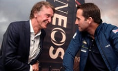 Ratcliffe, CEO of British petrochemicals company INEOS poses for a photograph with British Olympic sailor Ainslie, during a news conference to announce the launch of a British America's Cup sailing team in London, Britain<br>Jim Ratcliffe, CEO of British petrochemicals company INEOS poses for a photograph with British Olympic sailor Ben Ainslie, during a news conference to announce the launch of a British America's Cup sailing team in London, Britain, April 26, 2018. REUTERS/Toby Melville