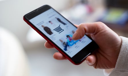 Online shopping on smartphone.