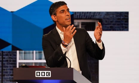 Rishi Sunak taking part in the BBC Tory leadership debate. 