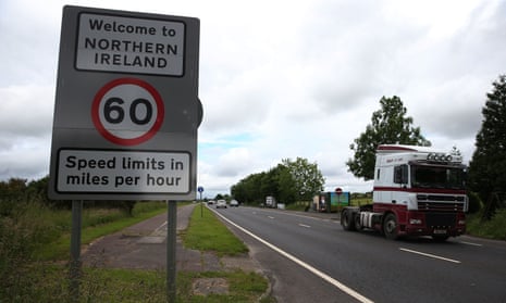 Traffic crossing border of Ireland and Northern Ireland