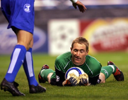 Chris Kirkland in action for Liverpool at Deportivo La Coruña in the Champions League