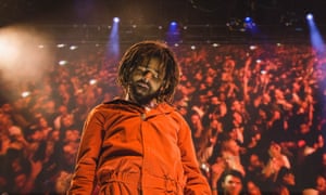 ‘Unexpectedly flipping the script’ ... J Cole performing at the O2 Arena, London, 15 October 2017.