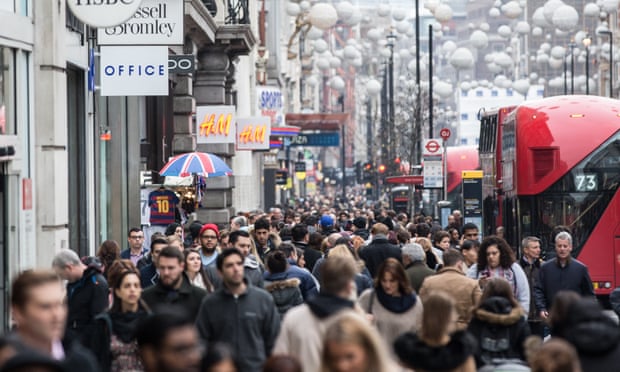 Christmas shoppers in Oxford Street, London