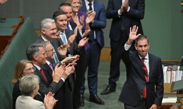 Federal Treasurer Jim Chalmers is applauded after handing down the 2024-25 Budget in the House of Representatives at Parliament House in Canberra, Tuesday, May 14, 2024. (AAP Image/Mick Tsikas) NO ARCHIVING