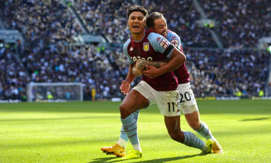 Ollie Watkins celebrates after drawing Aston Villa level.