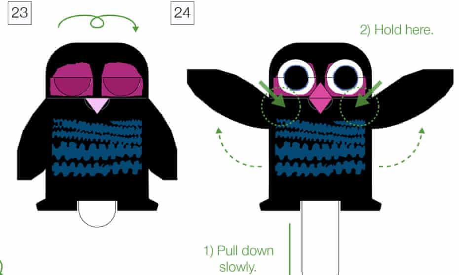 Chris Haughten’s paper owl, which can be downloaded and folded as a craft activity for children