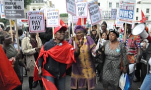 Striking back ... protesters outside Royal London hospital.