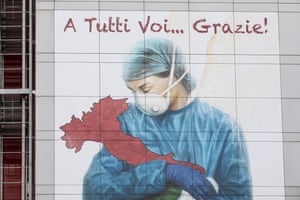 A mural dedicated to medical workers in Bergamo, Italy