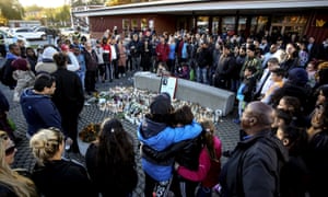 Mourners outside Kronan school in Trollhättan