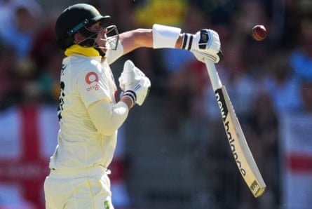 Steve Smith fends off a short ball on day one at Perth.