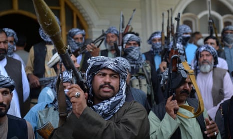 Afghan militia with their weapons