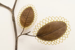 Awakenings (detail), a leaf sculpture by Susanna Bauer