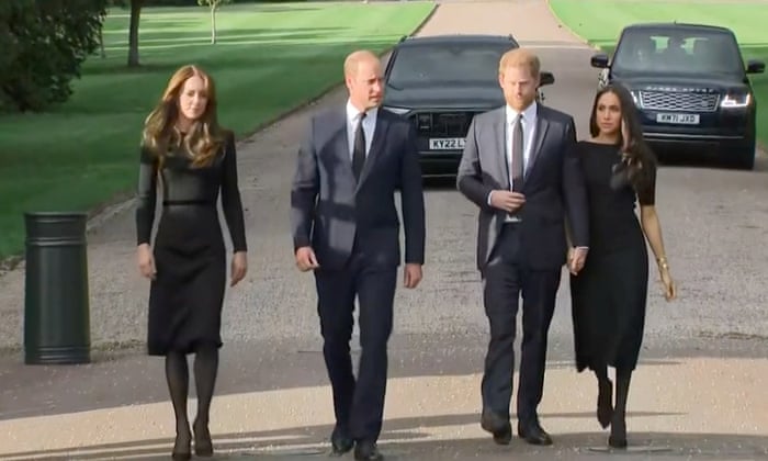 The Prince and Princess of Wales are joined by the Duke and Duchess of Sussex at Windsor.