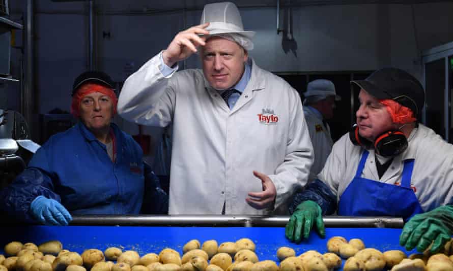 Boris Johnson at the Tayto crisp factory in County Armagh.