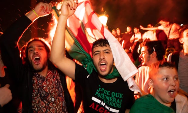 Algeria fans in Trafalgar Square in central London