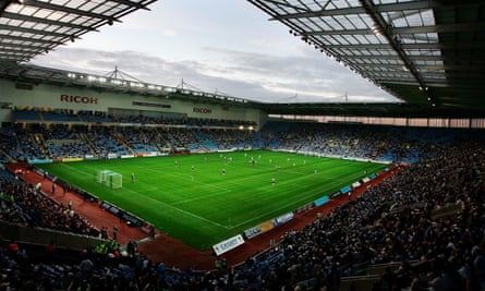 Fans watch a second-tier game in the club’s first season at the Ricoh Arena – but Coventry have moved away twice since the ground opened in 2005.