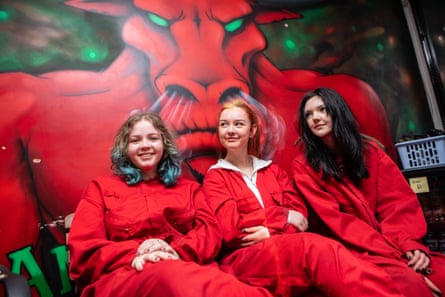 Teenagers Maddie, Annabel and Kitty at Rage Rooms in Norwich