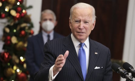 Joe Biden speaks on the omicron variant in the Roosevelt Room of the White House on 29 November