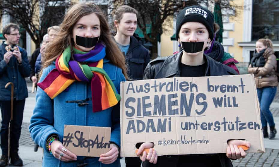 Activists in Germany protest against Siemens