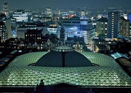 The Great Court roof at night.