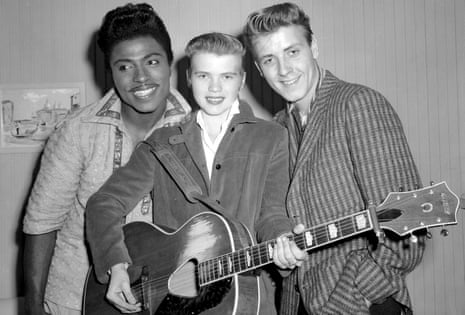 Little Richard, Alis Lesley and Eddie Cochran, arrive in Sydney, 1957, in a picture that has been used as the cover for Bob Dylan’s new book.