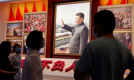 Images of Xi Jinping at the Museum of the Communist Party of China.