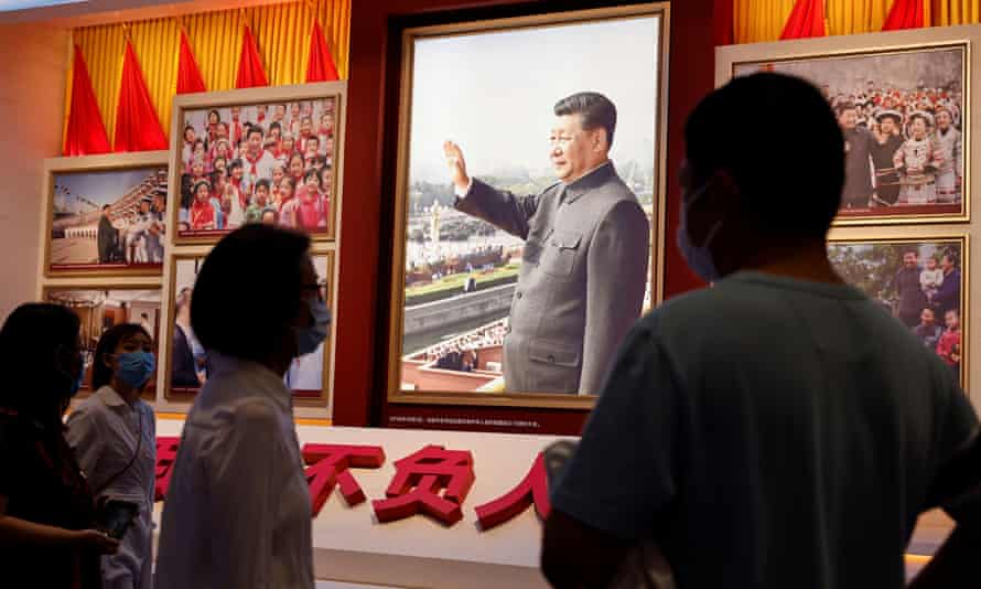 Images of Xi Jinping at the Museum of the Communist Party of China.