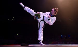 Jade Jones after winning a gold medal at the 2019 World Taekwondo championships in Manchester.
