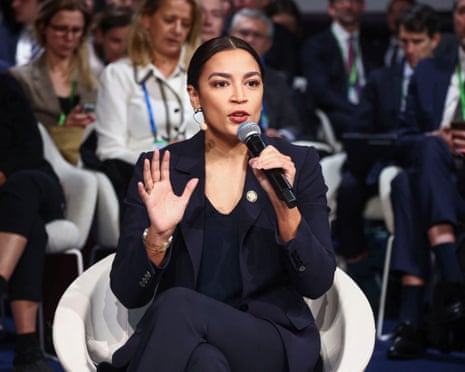 Alexandria Ocasio-Cortez (D-NY) speaks during the Munich Security Conference in Munich, Germany.