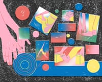 a colorful graphic of people in various yoga poses