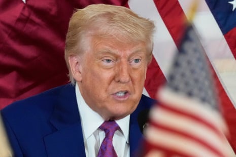 US president Donald Trump speaking in Doha, Qatar, on Thursday.