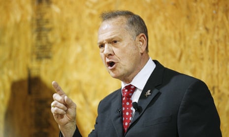 Roy Moore speaks at a rally on Thursday in Dora, Alabama.
