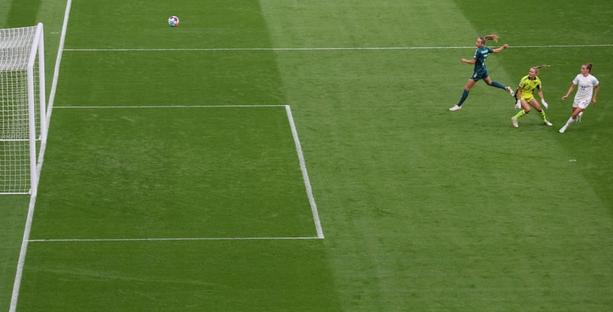 England’s Ella Toone scores their first goal.