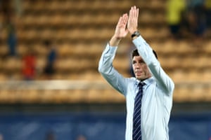 Steven Gerrard applauds the fans after watching his team draw 2-2 away at Villarreal.