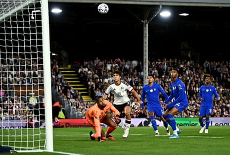 Fulham's Gonzalo Garcia scores their second goal past Chelsea's Robert Sanchez.
