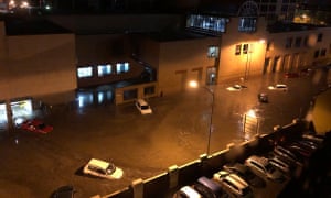 Flash flooding in Hobart washed up a several cars on Macquarie Street in the city.