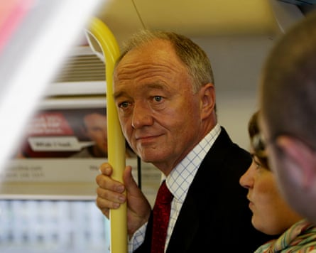 Ken Livingstone boards an underground train during the morning rush hour in London as police urged Londoners to get back to work, 11 July 2005.
