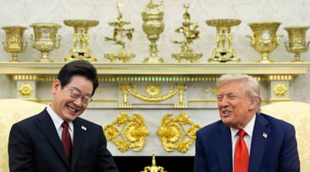 The Oval Office mantlepiece last month, as Trump met with South Korean president Lee Jae Myung