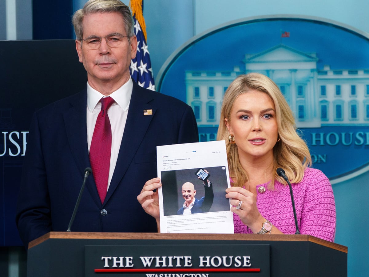 White House calls Amazon 'hostile' for reportedly planning to list tariff costs | Amazon | The Guardian